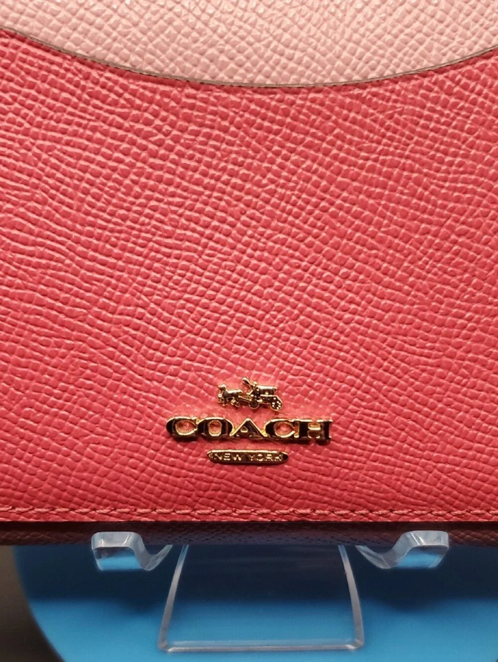 Coach Pink Two-Tone With Red Zip-Around Wallet